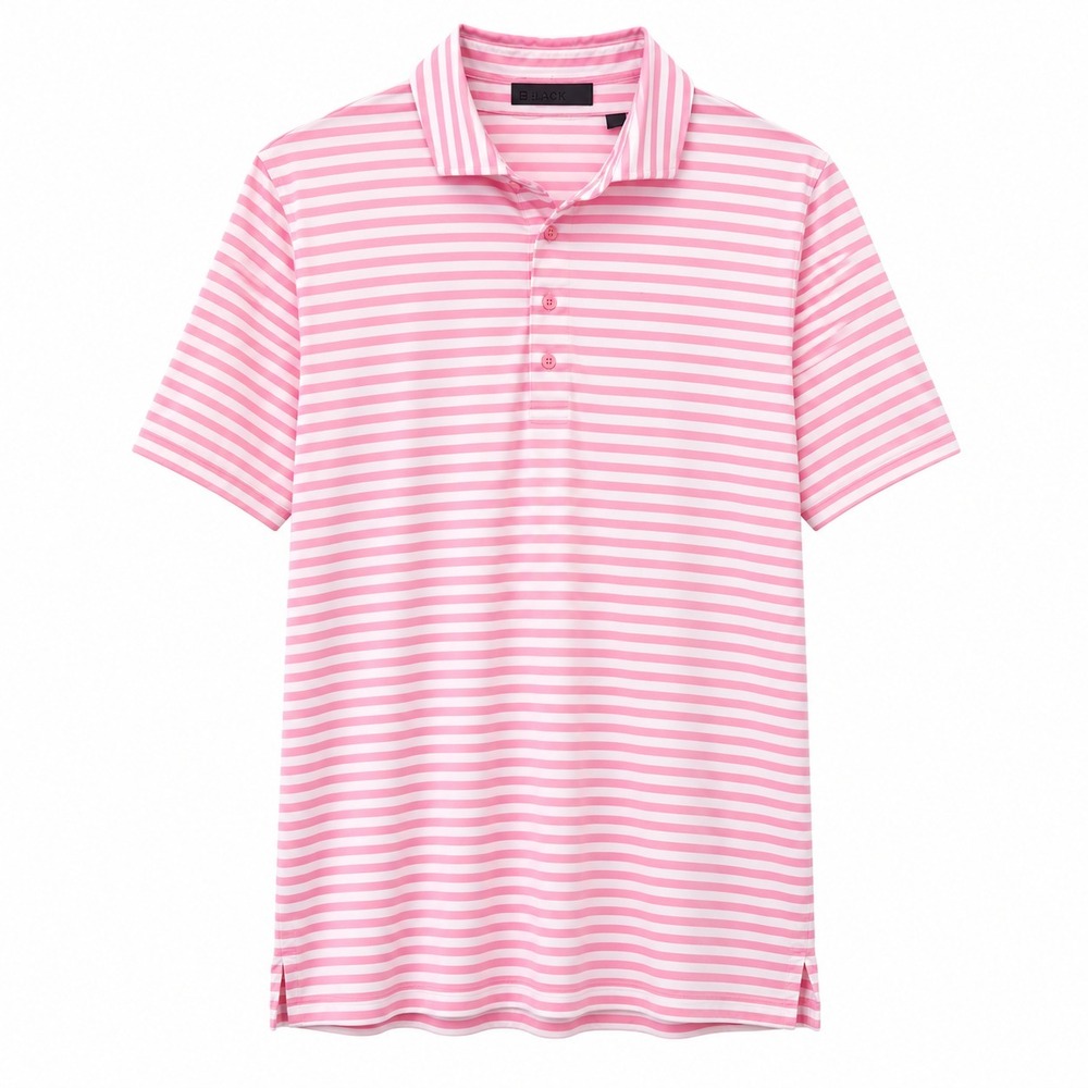 G/FORE Polo Shirt Mens L Pink White Striped Short Sleeve Golf Performance Preppy